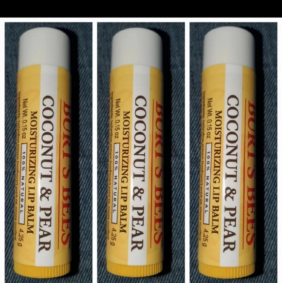 :* 4 NIB Burt's Bees coconut & pear moisturizing & red dahlia Tinted Lip balm - Picture 3 of 12